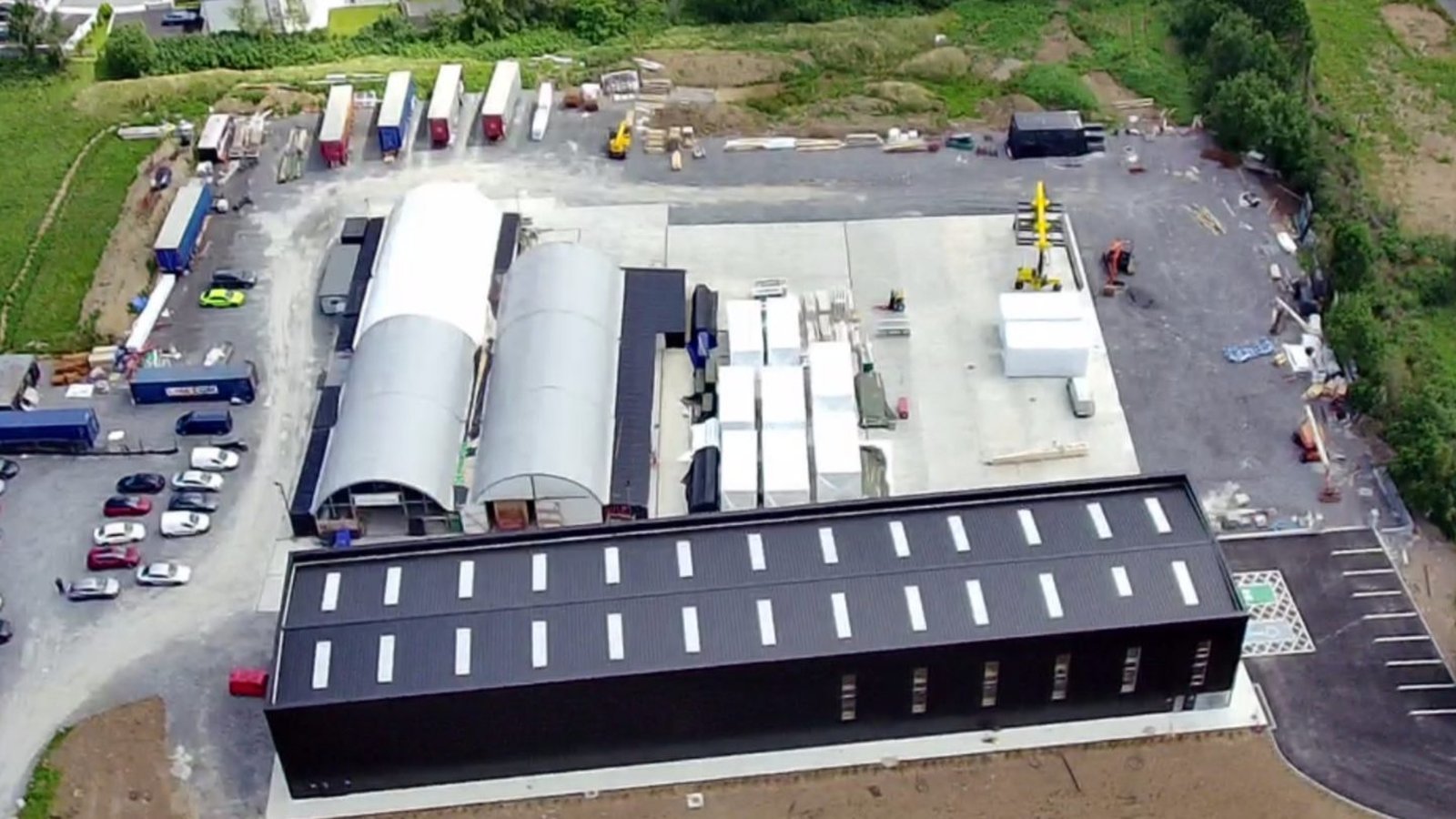 Aerial view of volumetric modules in production at the Lidan factory in Roscommon