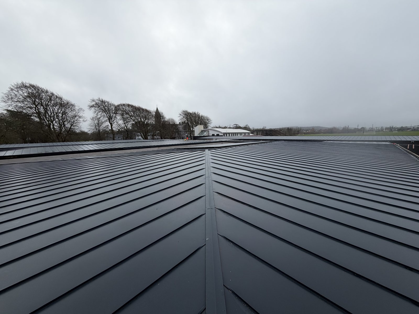 Standing-seam metal roof detail, St Flannan's College