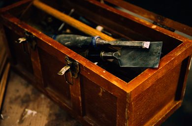 Traditional carpenter's toolbox